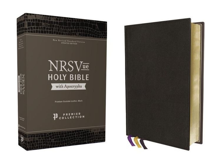 Produktbild: Nrsvue, Holy Bible with Apocrypha, Premium Goatskin Leather, Black, Premier Collection, Art Gilded Edges, Comfort Print
