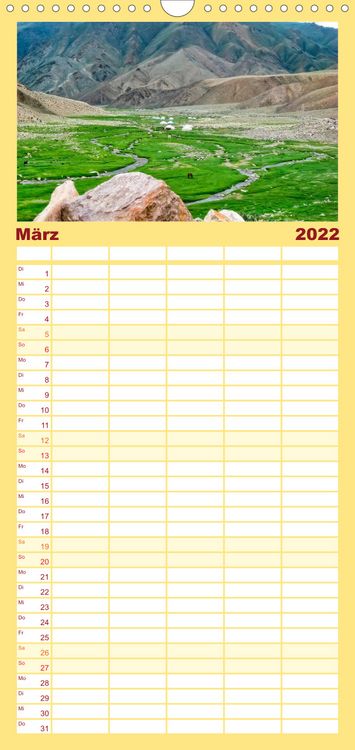 Produktbild: Familienplaner Reise durch Asien - Mongolei (Wandkalender 2022 , 21 cm x 45 cm, hoch)