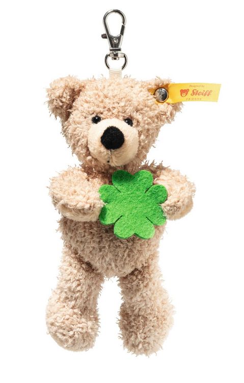 Produktbild: Steiff 112621 - Anh&auml;nger Fynn Teddyb&auml;r Good Luck, Teddy mit Kleeblatt, beige/gr&uuml;n, Pl&uuml;sch-Schl&uuml;sselanh&auml;nger, 12 cm