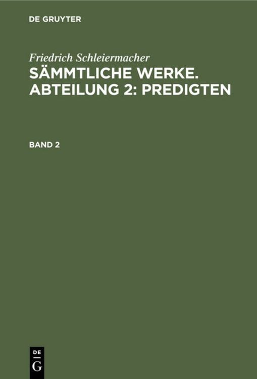 Produktbild: S&auml;mmtliche Werke. Abteilung 2: Predigten. Band 2