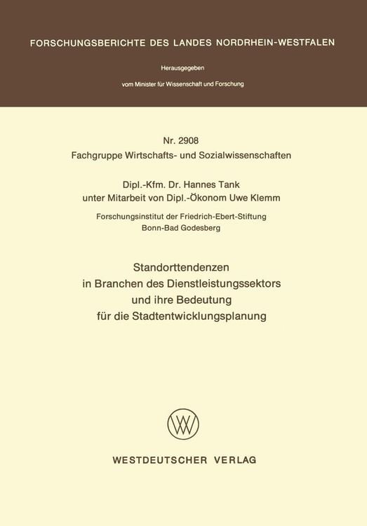 Bild vom Artikel Standorttendenzen in Branchen des Dienstleistungssektors und ihre Bedeutung für die Stadtentwicklungsplanung vom Autor Hannes Tank