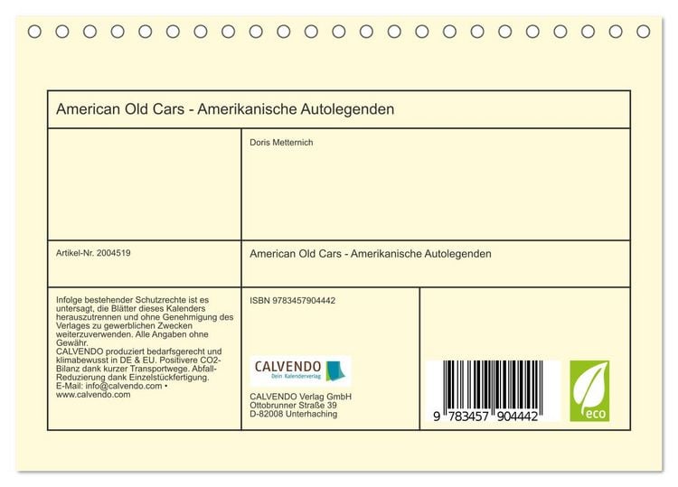 Produktbild: American Old Cars - Amerikanische Autolegenden (Tischkalender 2026 DIN A5 quer), CALVENDO Monatskalender