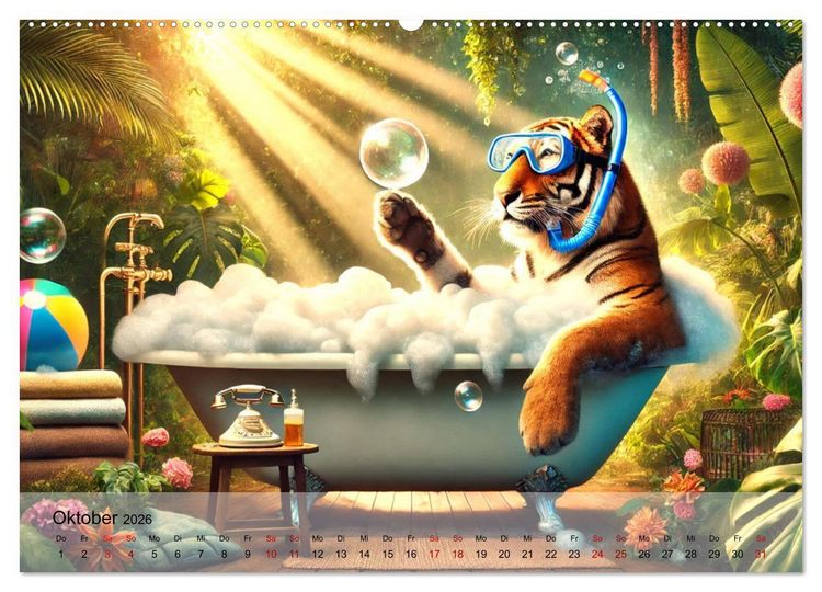 Produktbild: Tierische Illusionen - Humorvolle Tierfantasien (Wandkalender 2026 DIN A2 quer), CALVENDO Monatskalender