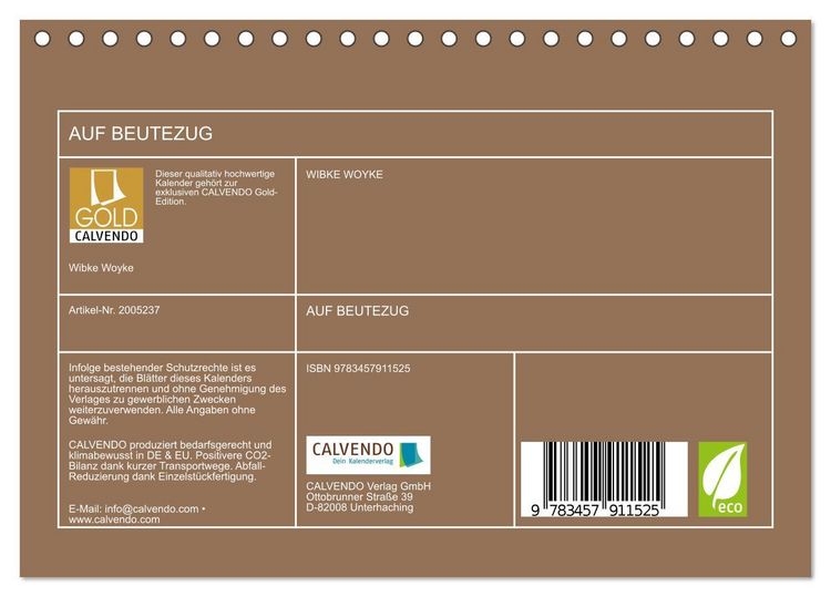 Produktbild: AUF BEUTEZUG (Tischkalender 2026 DIN A5 quer), CALVENDO Monatskalender