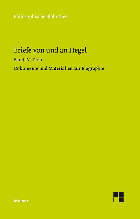 Produktbild: Briefe von und an Hegel. Band 4, Teil 1