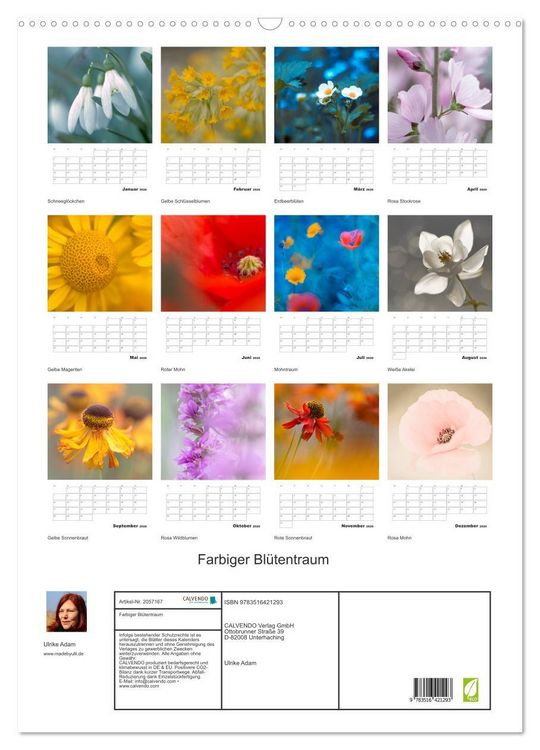 Produktbild: Farbiger Bl&uuml;tentraum (Wandkalender 2026 DIN A2 hoch), CALVENDO Monatskalender