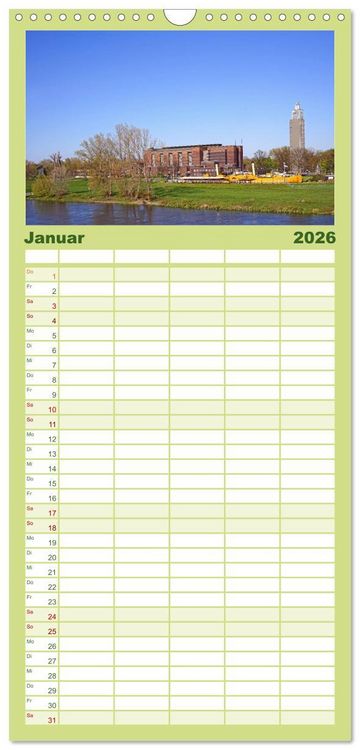 Produktbild: Familienplaner 2026 - Magdeburger Ansichten mit 5 Spalten (Wandkalender, 21 x 45 cm) CALVENDO