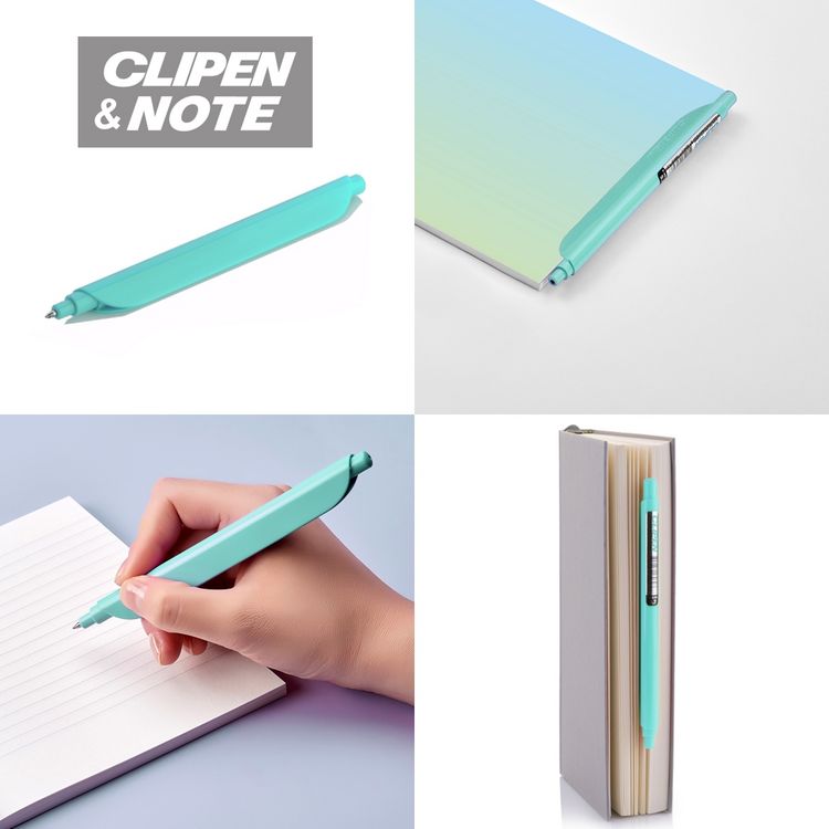 Produktbild: Clipen & Note Set Gr&uuml;n &ndash; Gelschreiber & Notizbuch