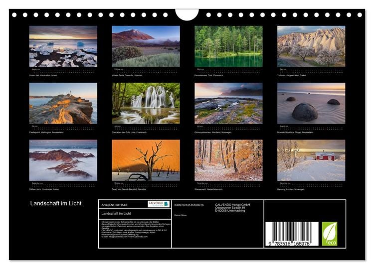 Produktbild: Landschaft im Licht (Wandkalender 2026 DIN A4 quer), CALVENDO Monatskalender