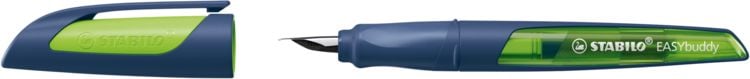 Produktbild: STABILO Schulf&uuml;ller mit Standard-Feder M -   EASYbuddy Twilight Sky in stahlblau/limette - Schreibfarbe blau (l&ouml;schbar) - Einzelstift - inkl. Patrone