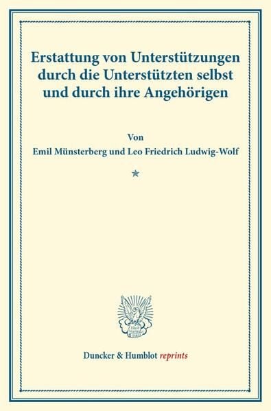 Produktbild: Erstattung von Unterst&uuml;tzungen durch die Unterst&uuml;tzten selbst und durch ihre Angeh&ouml;rigen.