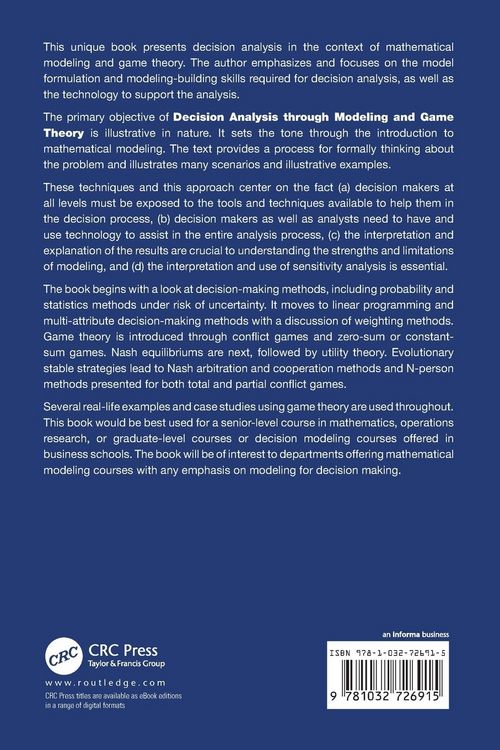 Produktbild: Decision Analysis through Modeling and Game Theory