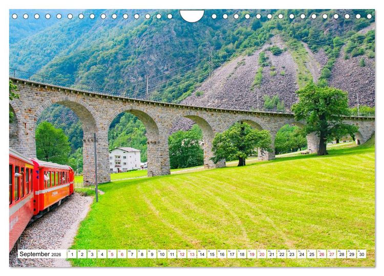 Produktbild: Rh&auml;tische Bahn - Fahrt durch die B&uuml;ndner Alpen (Wandkalender 2026 DIN A4 quer), CALVENDO Monatskalender