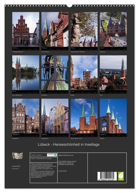 Produktbild: L&uuml;beck - Hansesch&ouml;nheit in Insellage (hochwertiger Premium Wandkalender 2026 DIN A2 hoch), Kunstdruck in Hochglanz