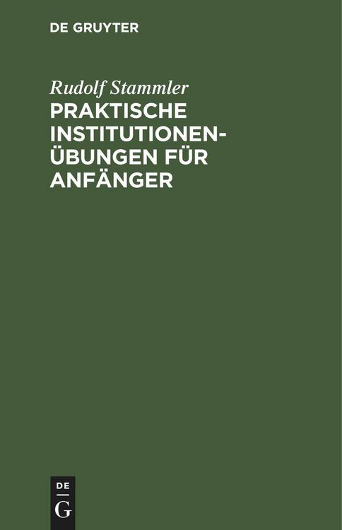 Produktbild: Praktische Institutionen&uuml;bungen f&uuml;r Anf&auml;nger