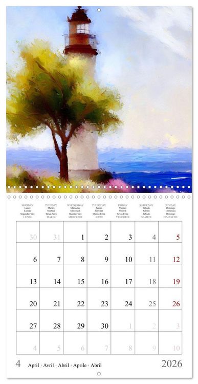 Produktbild: Phares de fantaisie (Calendrier mural carr&eacute; 2026 30x30 cm) Calendrier double avec une page pour vos prises de notes