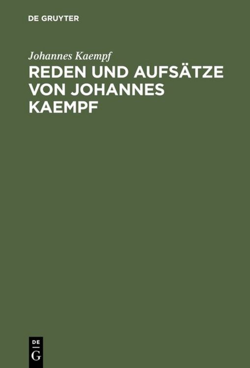 Produktbild: Reden und Aufs&auml;tze von Johannes Kaempf