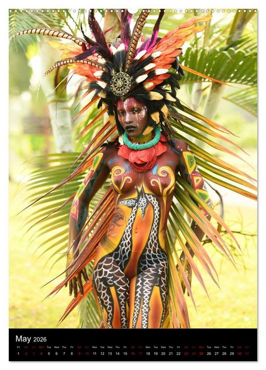 Produktbild: Equatorial Guinea Bodypainting Festival (High Quality Premium Wall Calendar 2026 DIN A2 portrait),CALVENDO 12 Month Wall Calendar