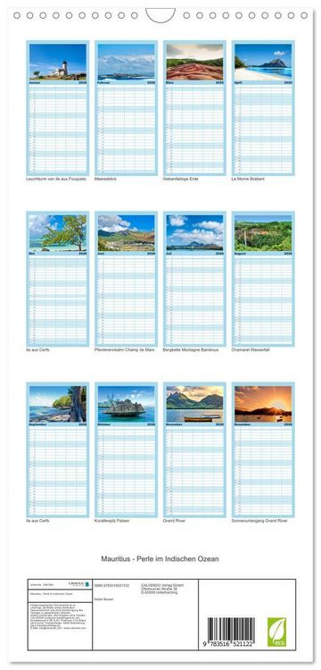 Produktbild: Familienplaner 2026 - Mauritius - Perle im Indischen Ozean mit 5 Spalten (Wandkalender, 21 x 45 cm) CALVENDO