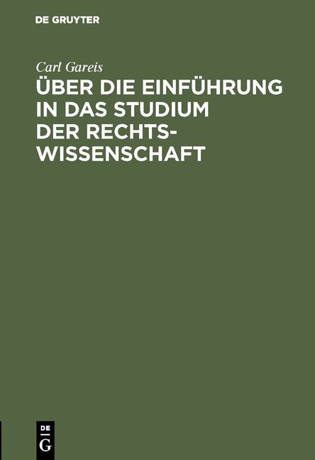 Produktbild: &Uuml;ber die Einf&uuml;hrung in das Studium der Rechtswissenschaft