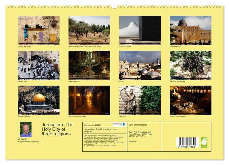 Produktbild: Jerusalem. The Holy City of three religions (High Quality Premium Wall Calendar 2026 DIN A2 landscape),CALVENDO 12 Month Wall Calendar