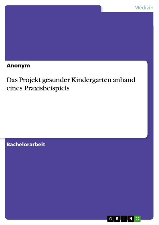 Produktbild: Das Projekt gesunder Kindergarten anhand eines Praxisbeispiels