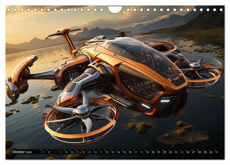 Produktbild: Futuristische Flieger (Wandkalender 2026 DIN A4 quer), CALVENDO Monatskalender