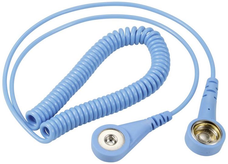 Produktbild: TRU COMPONENTS TC-12358912 ESD-Erdungskabel Hellblau 1.80m Druckknopf 4 mm, Druckknopf 10mm