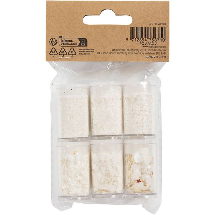 Produktbild: Creativ Company Biologisch abbaubarer Sparkles & Pailletten, Silber, Wei&szlig;, 6x7 ml