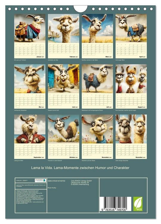 Produktbild: Lama la Vida. Lama-Momente zwischen Humor und Charakter (Wandkalender 2027 DIN A4 hoch), CALVENDO Monatskalender