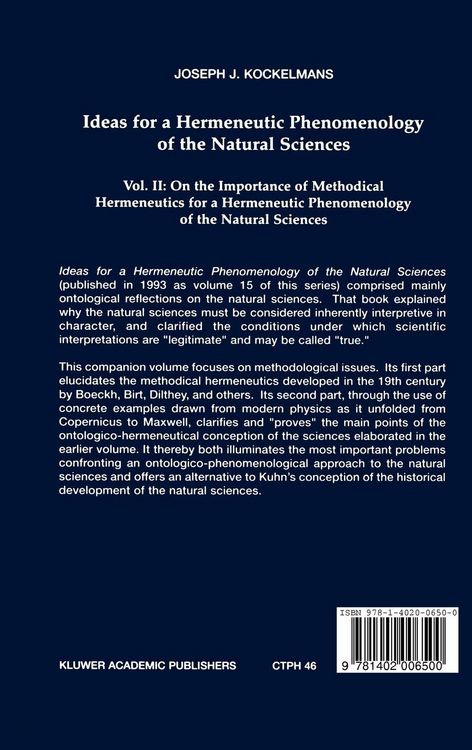Produktbild: Ideas for a Hermeneutic Phenomenology of the Natural Sciences
