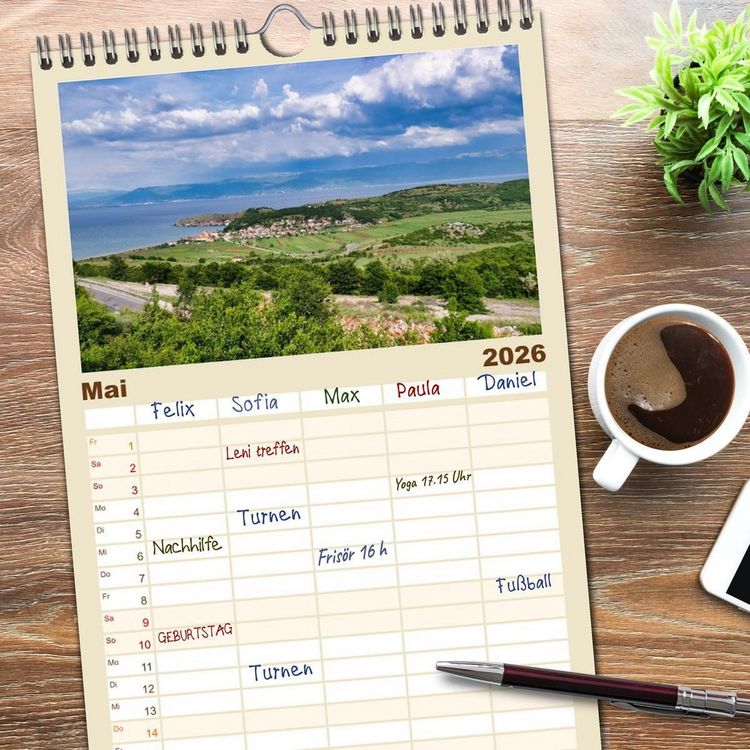 Produktbild: Familienplaner 2026 - Faszinierendes Albanien mit 5 Spalten (Wandkalender, 21 x 45 cm) CALVENDO