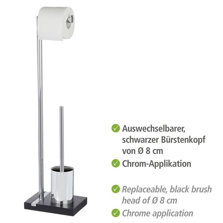 Produktbild: Stand WC-Garnitur Mod. Noble Black, mit Chrom-Applikation