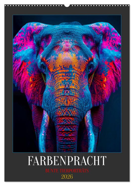 Produktbild: Farbenpracht - Bunte Tierportr&auml;ts (Wandkalender 2026 DIN A2 hoch), CALVENDO Monatskalender
