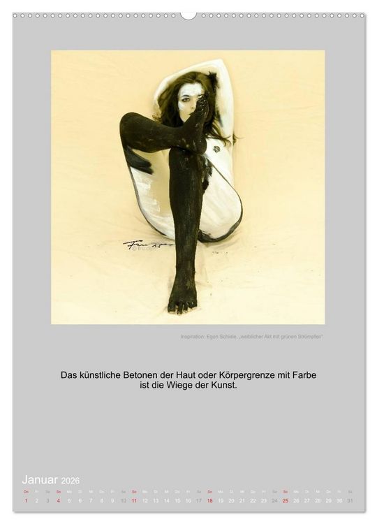 Produktbild: EROTISCHE BODYPAINTING ZITATE - HOMMAGE AN KLIMT, SCHIELE UND PICASSO (hochwertiger Premium Wandkalender 2026 DIN A2 hoch), Kunstdruck in Hochglanz