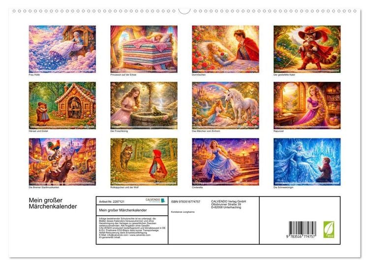 Produktbild: Mein gro&szlig;er M&auml;rchenkalender (hochwertiger Premium Wandkalender 2027 DIN A2 quer), Kunstdruck in Hochglanz