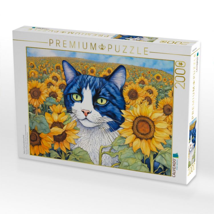 Produktbild: CALVENDO Puzzle Katze im Sonnenblumenfeld | 2000 Teile Lege-Gr&ouml;&szlig;e 90x67cm Foto-Puzzle f&uuml;r gl&uuml;ckliche Stunden