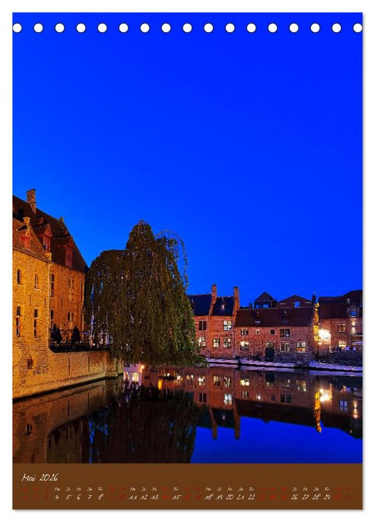 Produktbild: D&auml;mmerung in Gent und Br&uuml;gge (Tischkalender 2026 DIN A5 hoch), CALVENDO Monatskalender