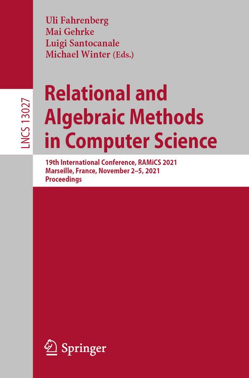 Produktbild: Relational and Algebraic Methods in Computer Science