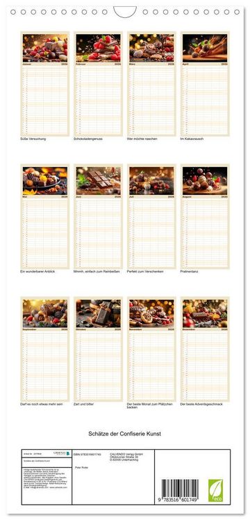 Produktbild: Familienplaner 2026 - Sch&auml;tze der Confiserie Kunst mit 5 Spalten (Wandkalender, 21 x 45 cm) CALVENDO