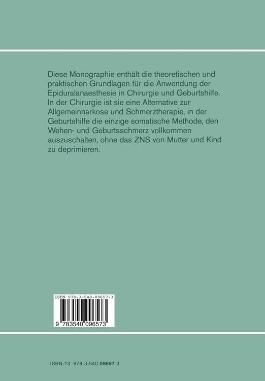 Produktbild: Die kontinuierliche lumbale Epiduralanaesthesie