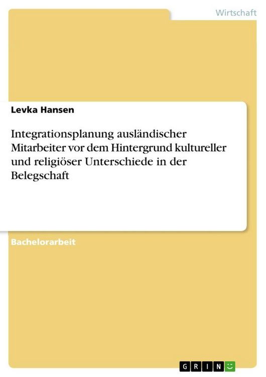 Produktbild: Integrationsplanung ausl&auml;ndischer Mitarbeiter vor dem Hintergrund kultureller und religi&ouml;ser Unterschiede in der Belegschaft