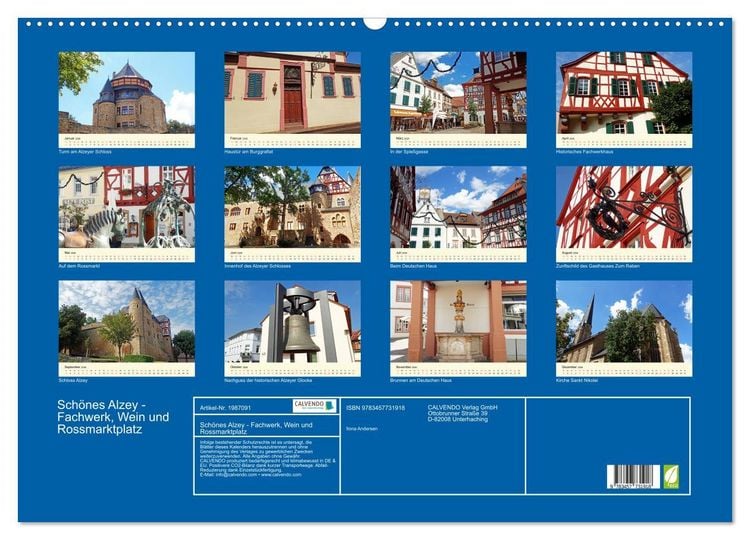 Produktbild: Sch&ouml;nes Alzey - Fachwerk, Wein und Rossmarktplatz (Wandkalender 2026 DIN A2 quer), CALVENDO Monatskalender
