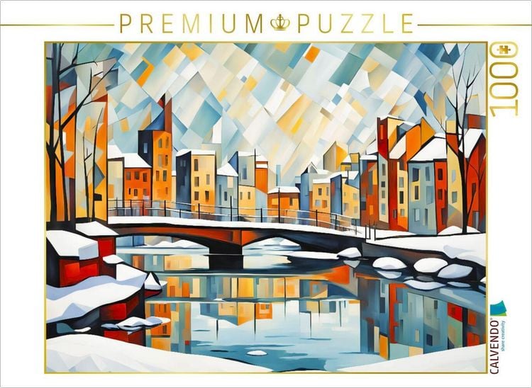 Produktbild: CALVENDO Puzzle Winterbr&uuml;cke in der kubistischen Stadt | 1000 Teile Lege-Gr&ouml;&szlig;e 64x48cm Foto-Puzzle f&uuml;r gl&uuml;ckliche Stunden