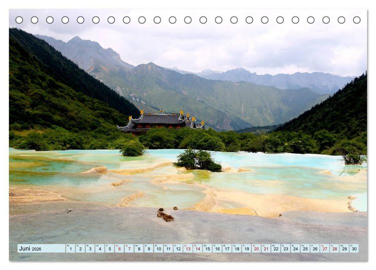 Produktbild: Die magischen Gew&auml;sser von Jiuzhaigou und Huanglong (Tischkalender 2026 DIN A5 quer), CALVENDO Monatskalender