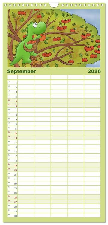 Produktbild: Familienplaner 2026 - Der kleine Drache mit 5 Spalten (Wandkalender, 21 x 45 cm) CALVENDO