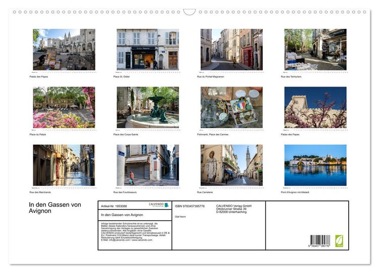 Produktbild: In den Gassen von Avignon (Wandkalender 2026 DIN A2 quer), CALVENDO Monatskalender
