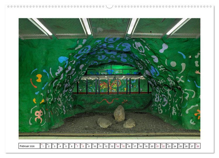 Produktbild: Stockholms Metrostationen - Bunte Meisterwerke im Untergrund (Wandkalender 2026 DIN A2 quer), CALVENDO Monatskalender