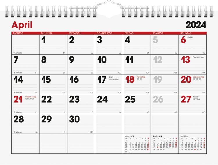 Produktbild: Brunnen Monatskalender A4quer 1S/1Monat