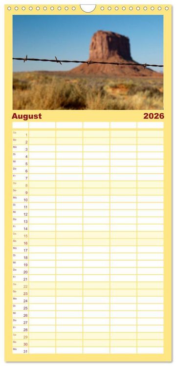 Produktbild: Familienplaner 2026 - Monument Valley mit 5 Spalten (Wandkalender, 21 x 45 cm) CALVENDO